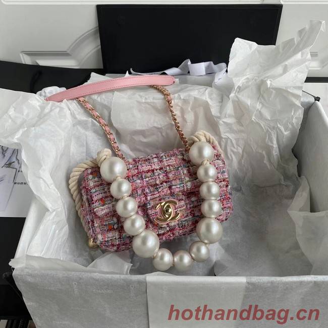 chanel flap bag Tweed 19SS pink