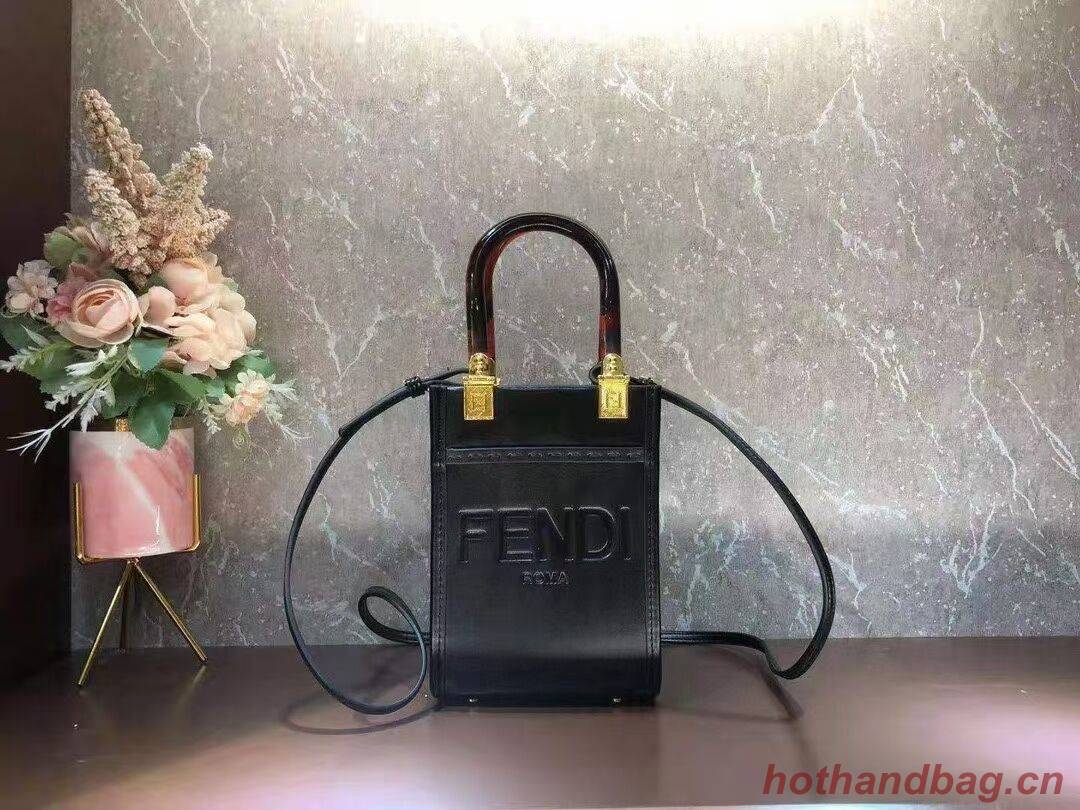 FENDI MINI SUNSHINE SHOPPER leather mini-bag 8BS051ABV black