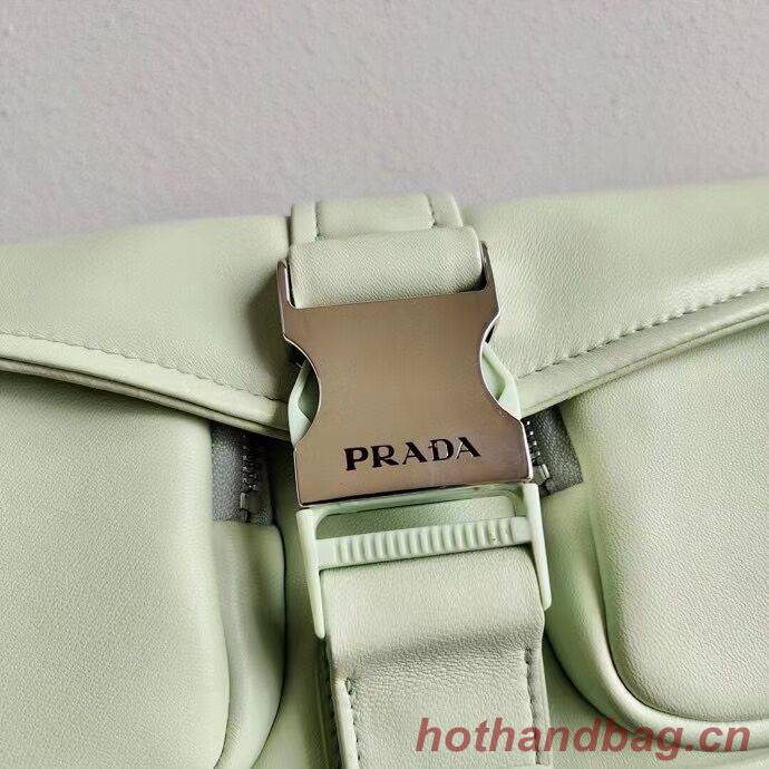 Prada Pocket nylon and brushed leather bag 1BD295 green