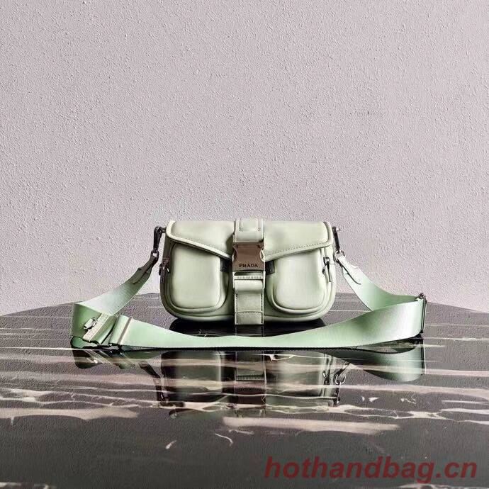 Prada Pocket nylon and brushed leather bag 1BD295 green