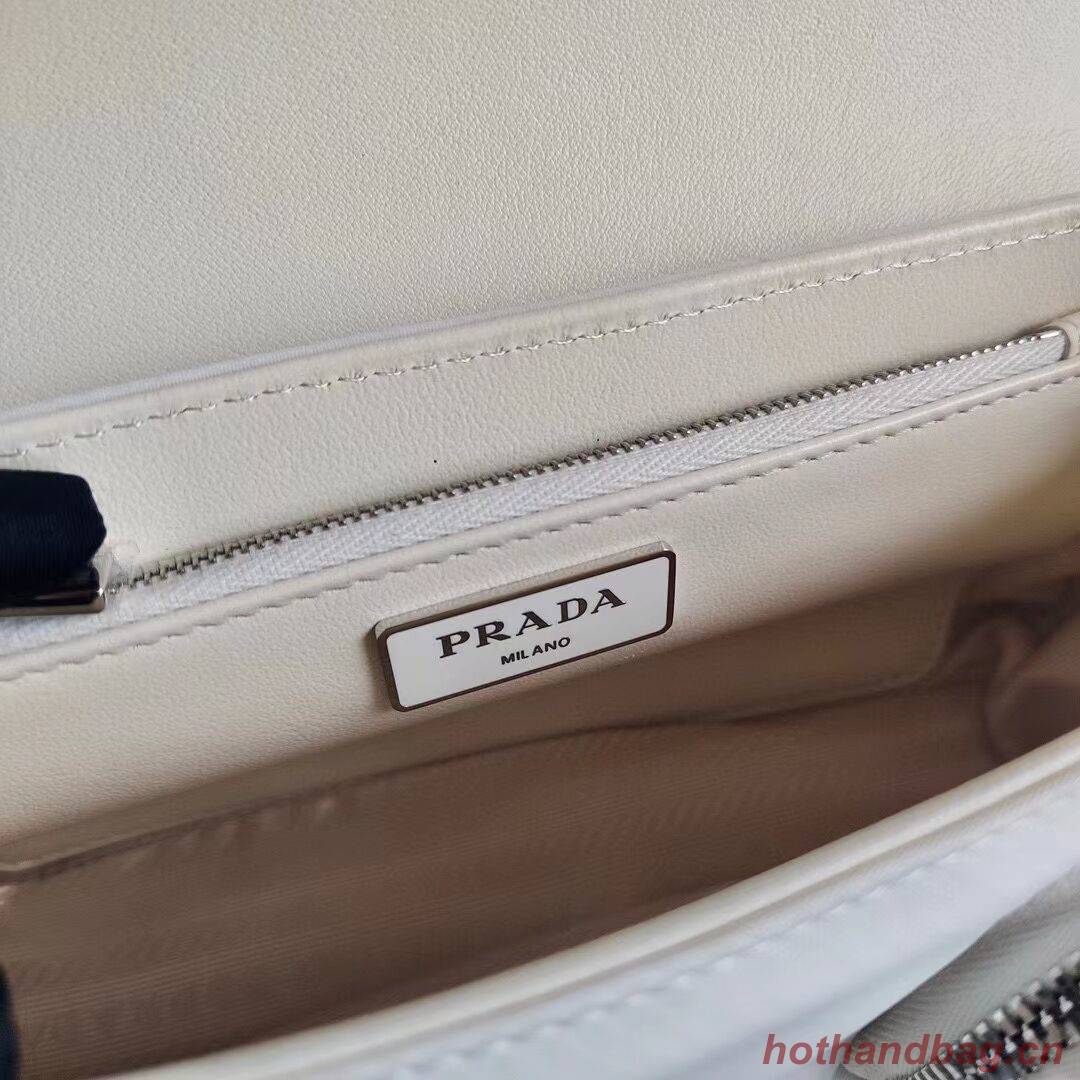 Prada Pocket nylon and brushed leather bag 1BD295 white