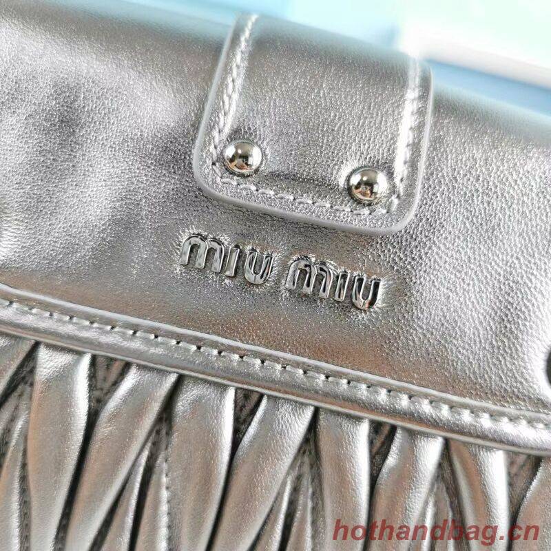 miu miu Matelasse Nappa Leather Shoulder Bag 5BD188 Silver