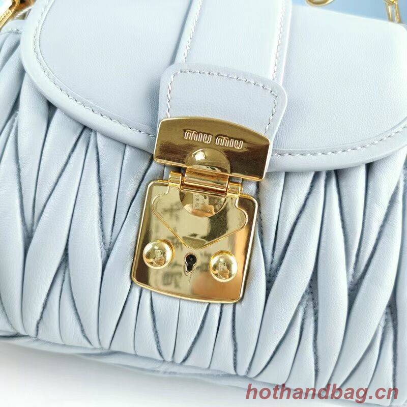 miu miu Matelasse Nappa Leather Shoulder Bag 5BD188 light blue