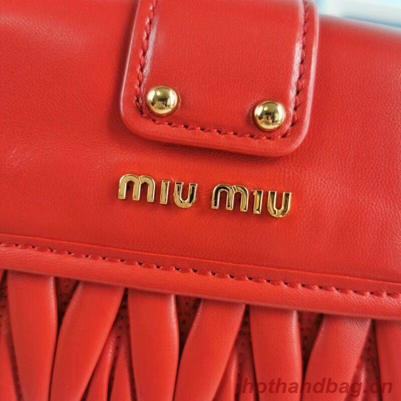 miu miu Matelasse Nappa Leather Shoulder Bag 5BD188 red