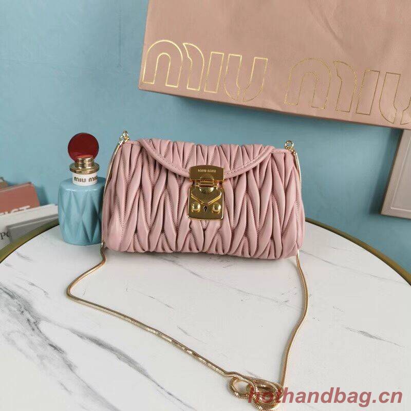 miu miu Matelasse Nappa Leather mini Shoulder Bag 5BD196 pink