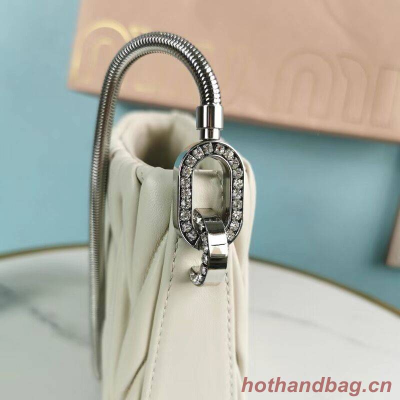 miu miu Matelasse Nappa Leather mini Shoulder Bag 5BH200 Silver