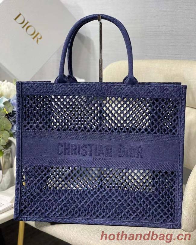 DIOR BOOK TOTE Blue Mesh Embroidery M1286ZW