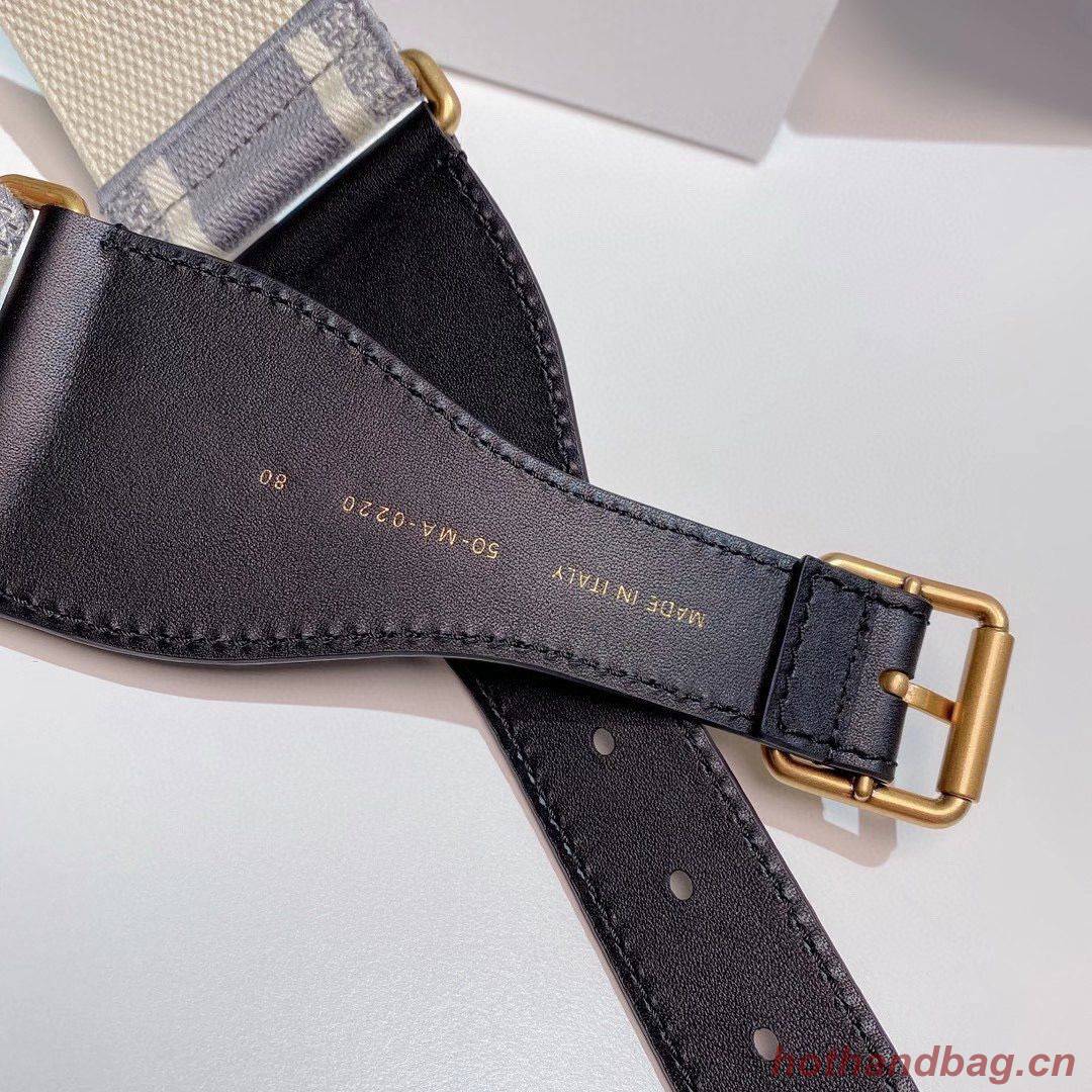 Dior Belt 65 mm Embroidered Canvas M928 Gray & Cream