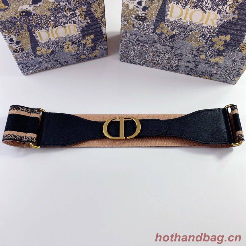 Dior Belt 65 mm Embroidered Canvas M929 Blue & Cream