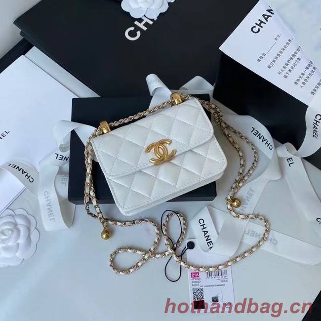 CHANEL mini wallet on chain AP2290 white