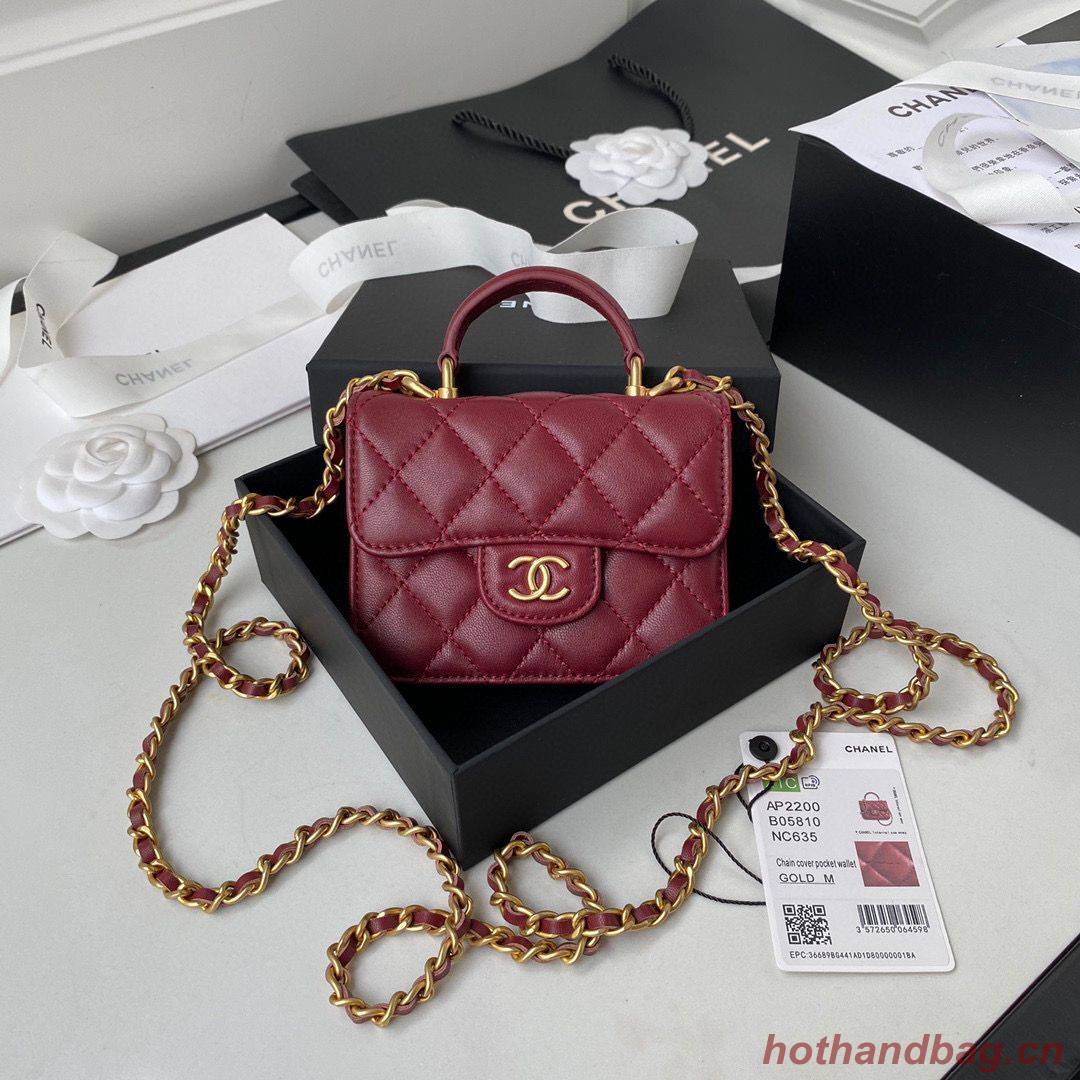 CHANEL Top Handle Micro Mini Wallet On Chain AP2200 Red