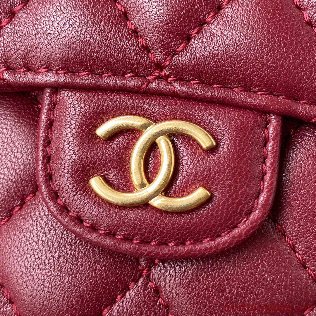 CHANEL Top Handle Micro Mini Wallet On Chain AP2200 Red