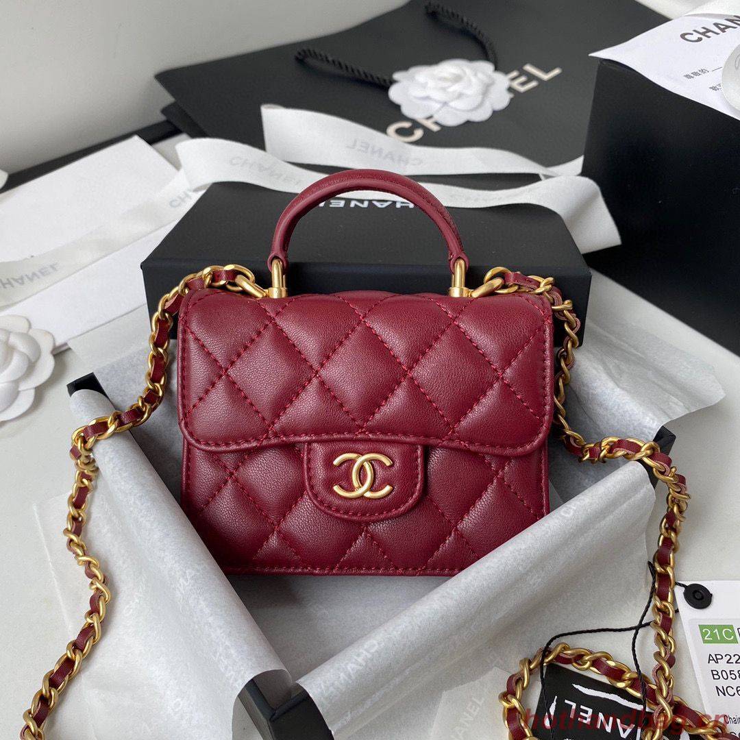 CHANEL Top Handle Micro Mini Wallet On Chain AP2200 Red