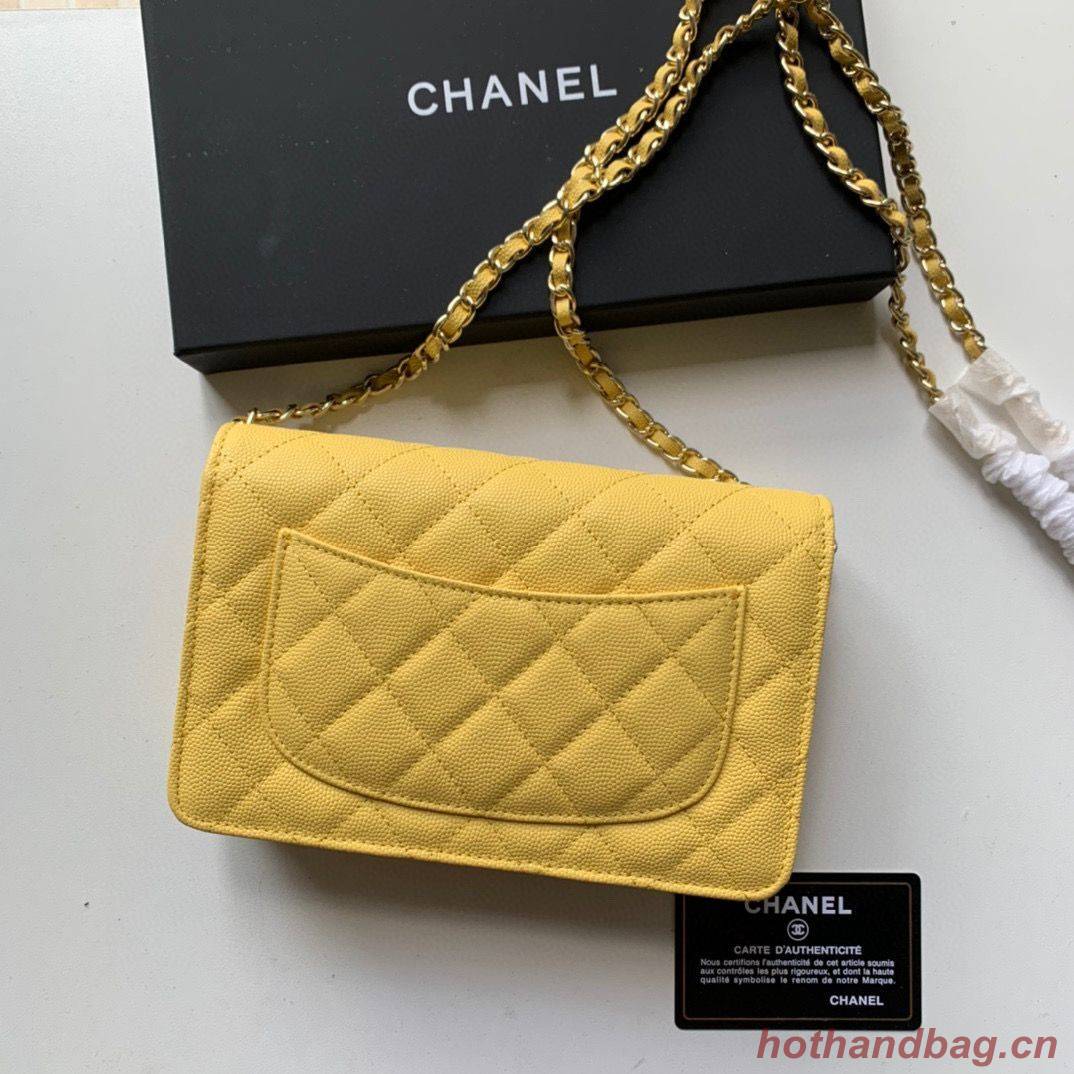 Chanel WOC Original Caviar Leather Flap cross-body bag V33818 Yellow