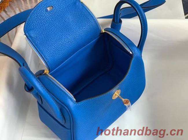 Hermes mini Lindy Original Togo Leather Bag OLD19 Electric blue