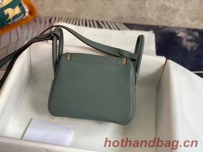 Hermes mini Lindy Original Togo Leather Bag OLD19 blackish green