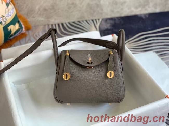 Hermes mini Lindy Original Togo Leather Bag OLD19 dark grey