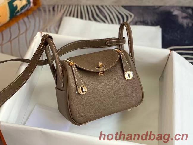 Hermes mini Lindy Original Togo Leather Bag OLD19 grey