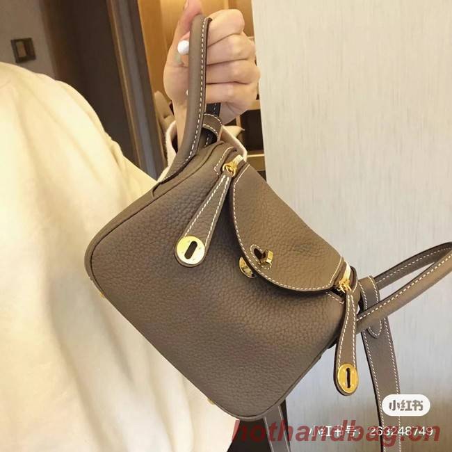 Hermes mini Lindy Original Togo Leather Bag OLD19 grey