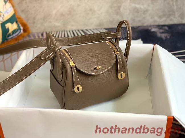 Hermes mini Lindy Original Togo Leather Bag OLD19 grey