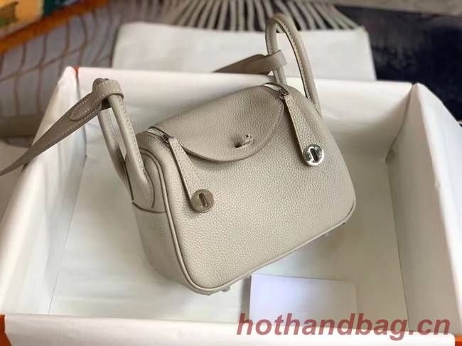 Hermes mini Lindy Original Togo Leather Bag OLD19 light grey