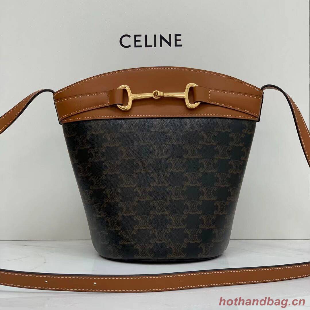 Celine BUCKET BAG IN SHINY CALFSKIN CR92072 Coffee