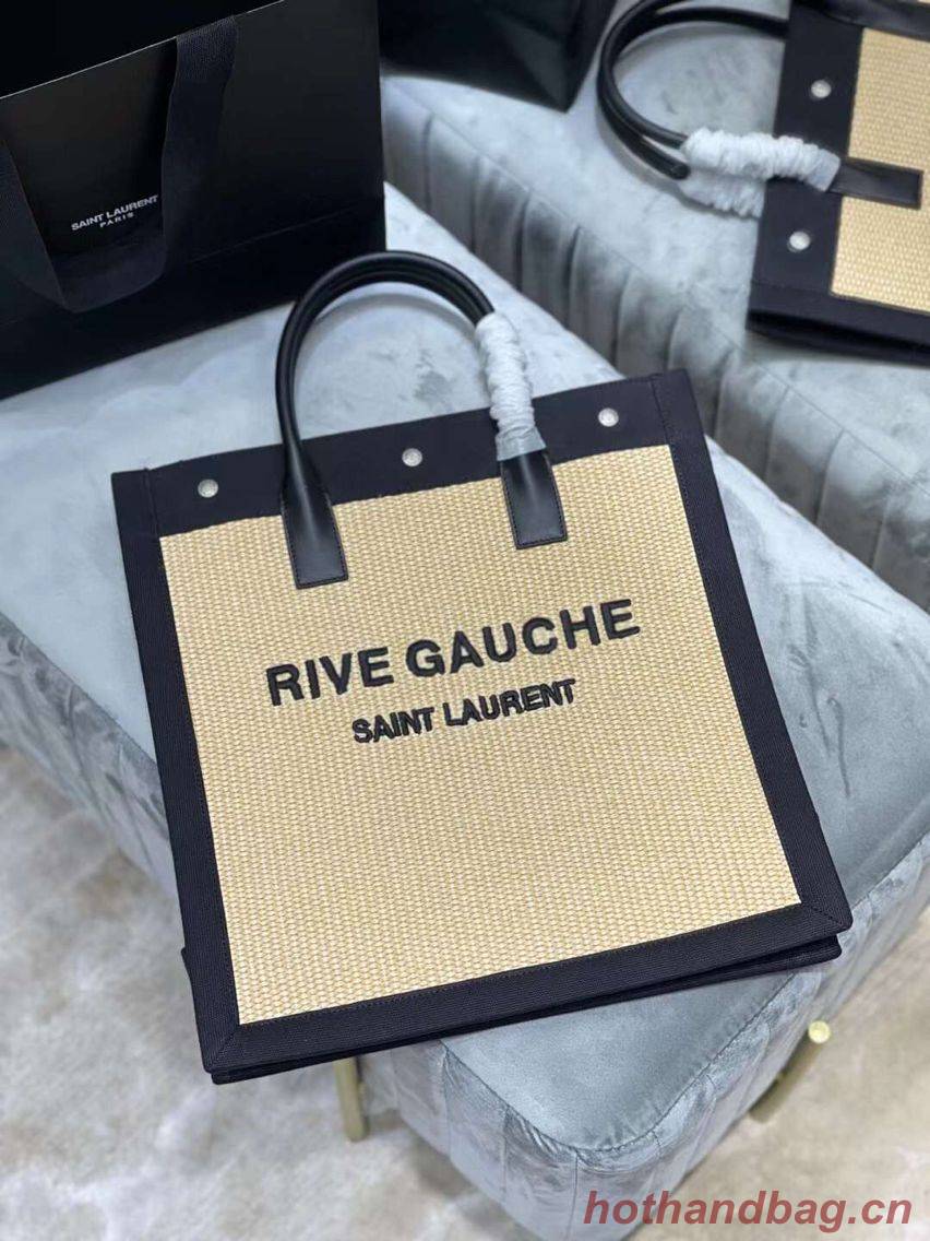 Yves Saint Laurent RIVE GAUCHE N/S SHOPPING BAG IN COTTON 9E1070 Beige