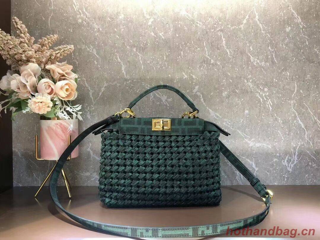 Fendi PEEKABOO ISEEU Weave Bag F4587 blackish green