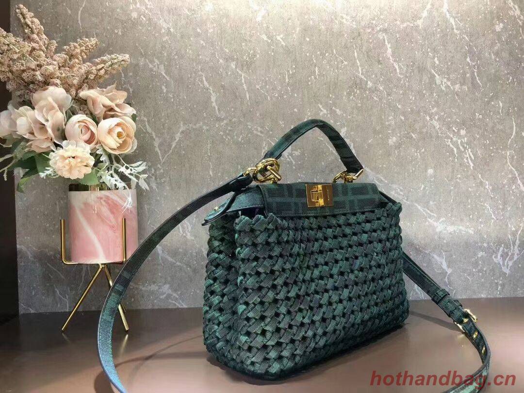 Fendi PEEKABOO ISEEU Weave Bag F4587 blackish green