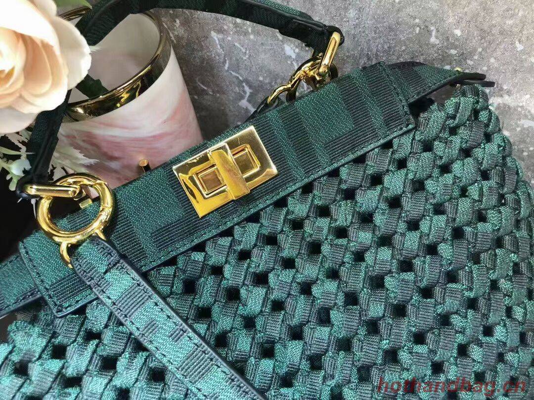 Fendi PEEKABOO ISEEU Weave Bag F4587 blackish green