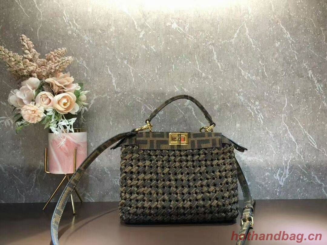 Fendi PEEKABOO ISEEU Weave Bag F6363 brown