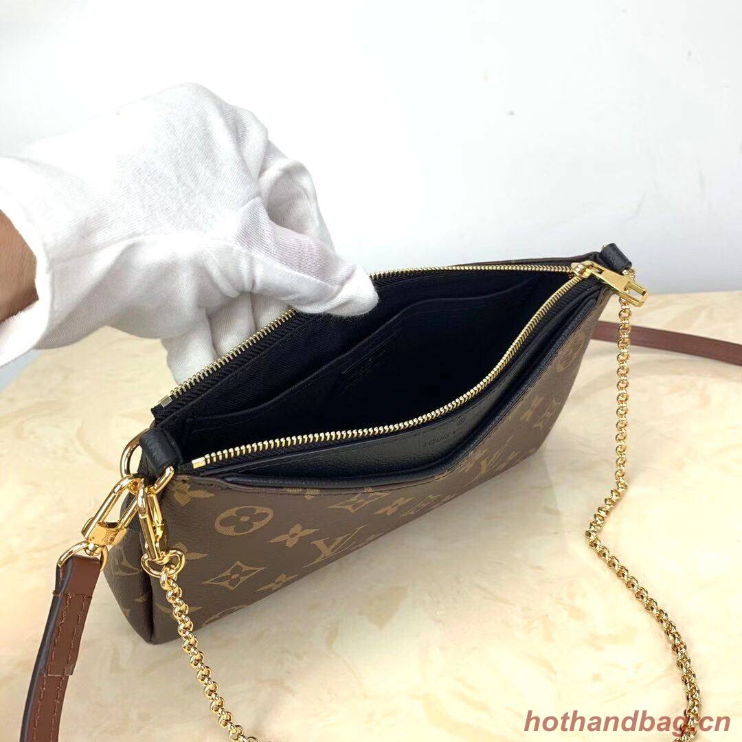 Louis Vuitton Monogram Canvas PALLAS Clutch Original Leather M41638 Black