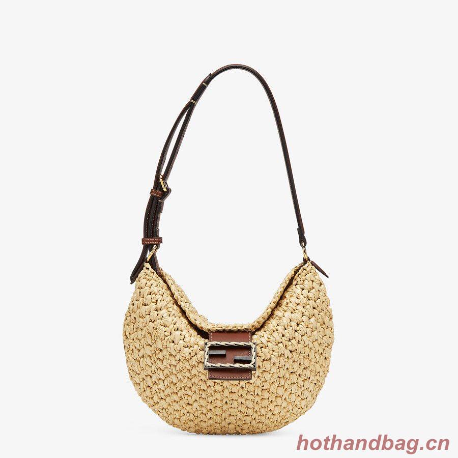 FENDI SMALL CROISSANT Woven straw bag 8BR790AFG