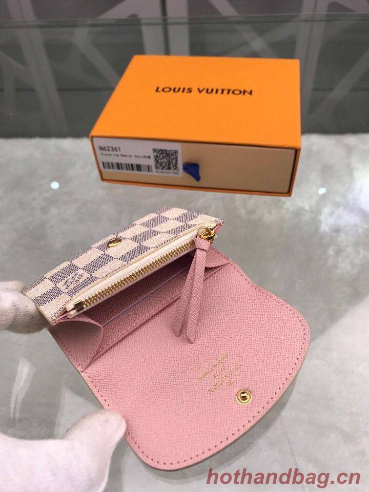 Louis Vuitton Damier Azur Canvas Rosalie Coin Purse Wallet N61276 Pink