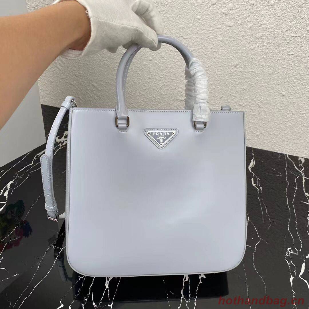 Prada brushed leather tote 1BA330 light grey