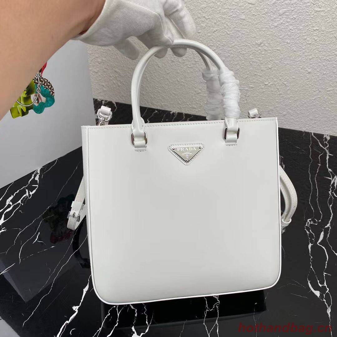 Prada brushed leather tote 1BA330 white