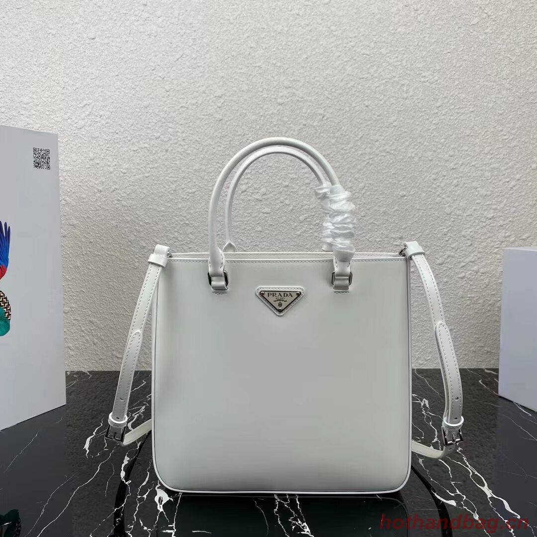 Prada brushed leather tote 1BA330 white