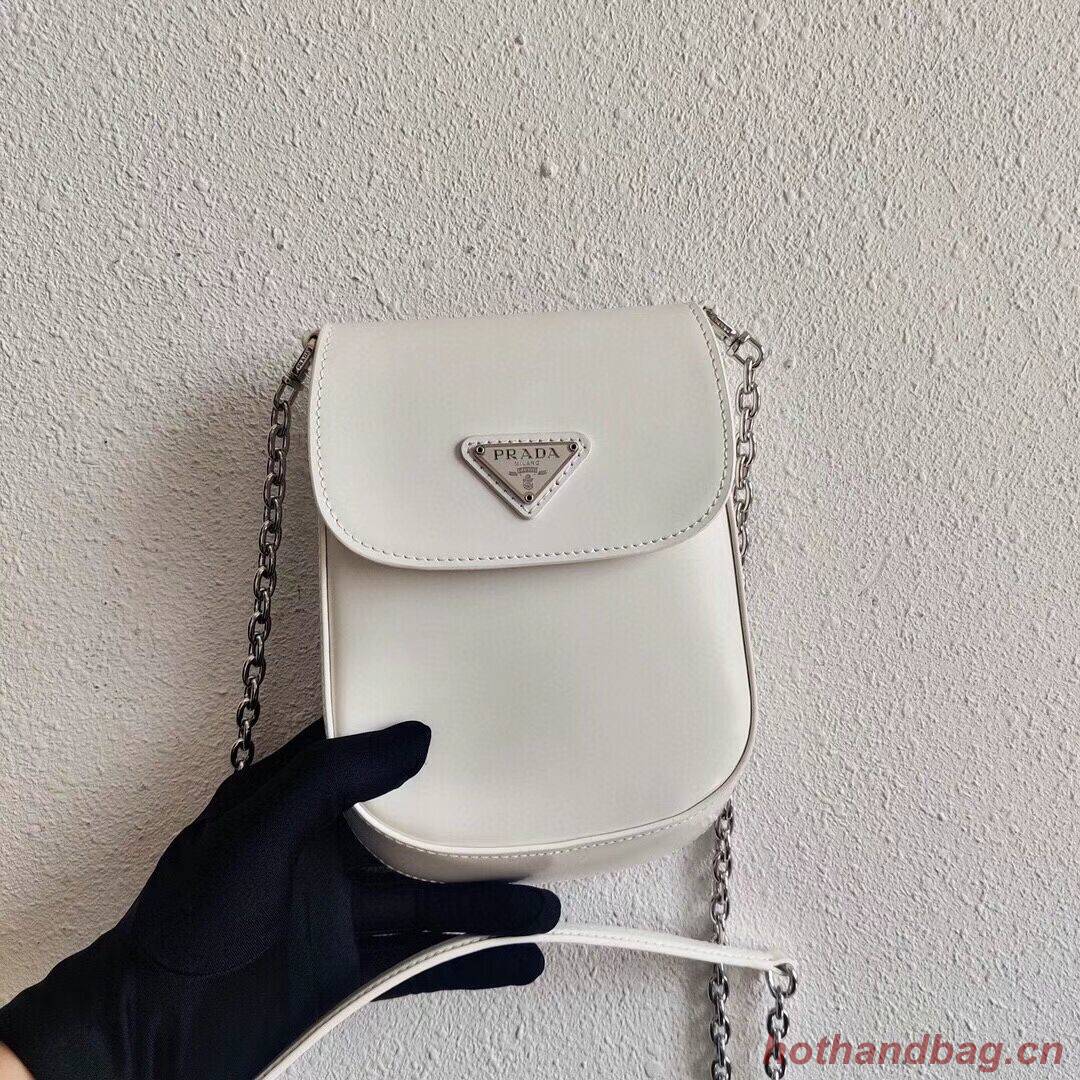 Prada Brushed leather mini-bag 1BH185 white