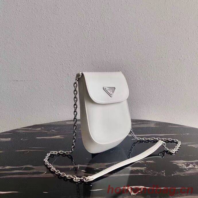 Prada Brushed leather mini-bag 1BH185 white