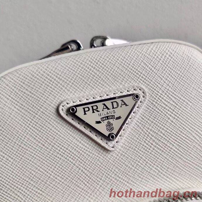 Prada Brushed leather shoulder bag 1BH183 white