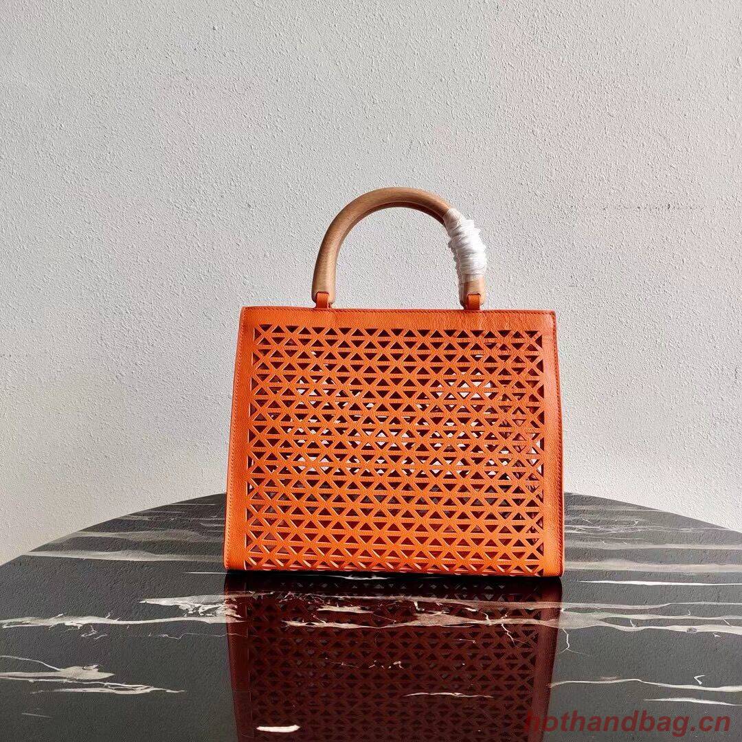 Prada leather tote bag 1AG405 orange