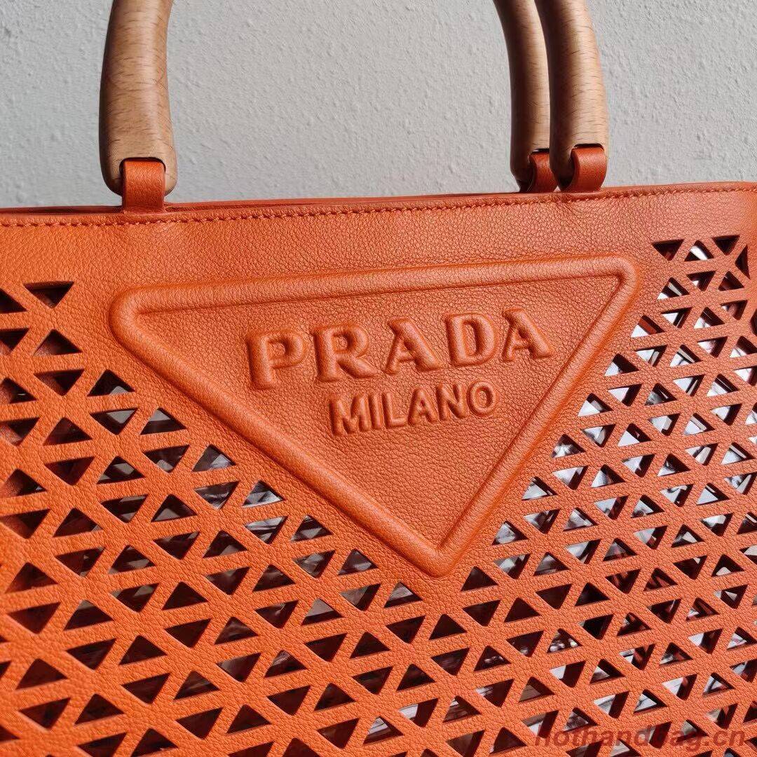 Prada leather tote bag 1AG405 orange