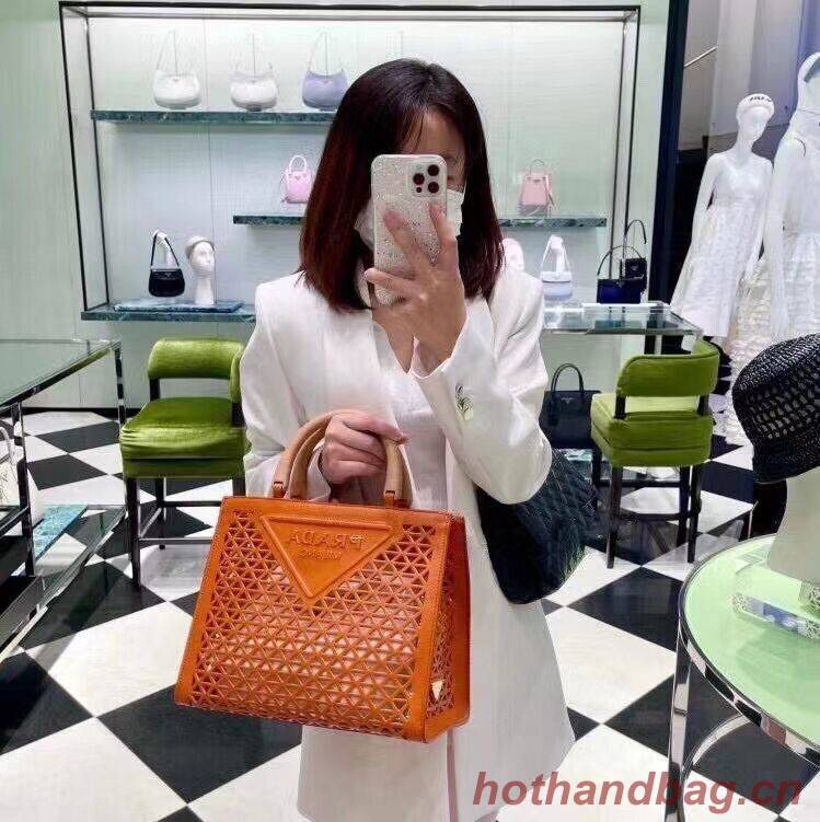 Prada leather tote bag 1AG405 orange