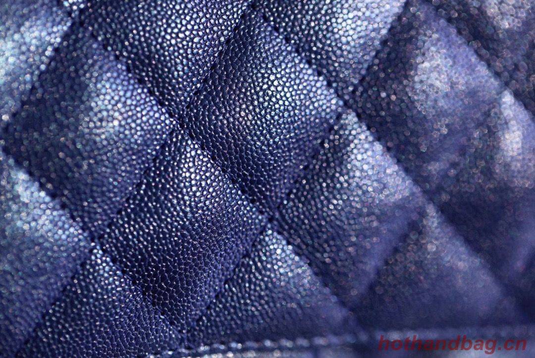 Chanel Small Classic Handbag Grained Calfskin Caviar & silver-Tone Metal A01113 Blue