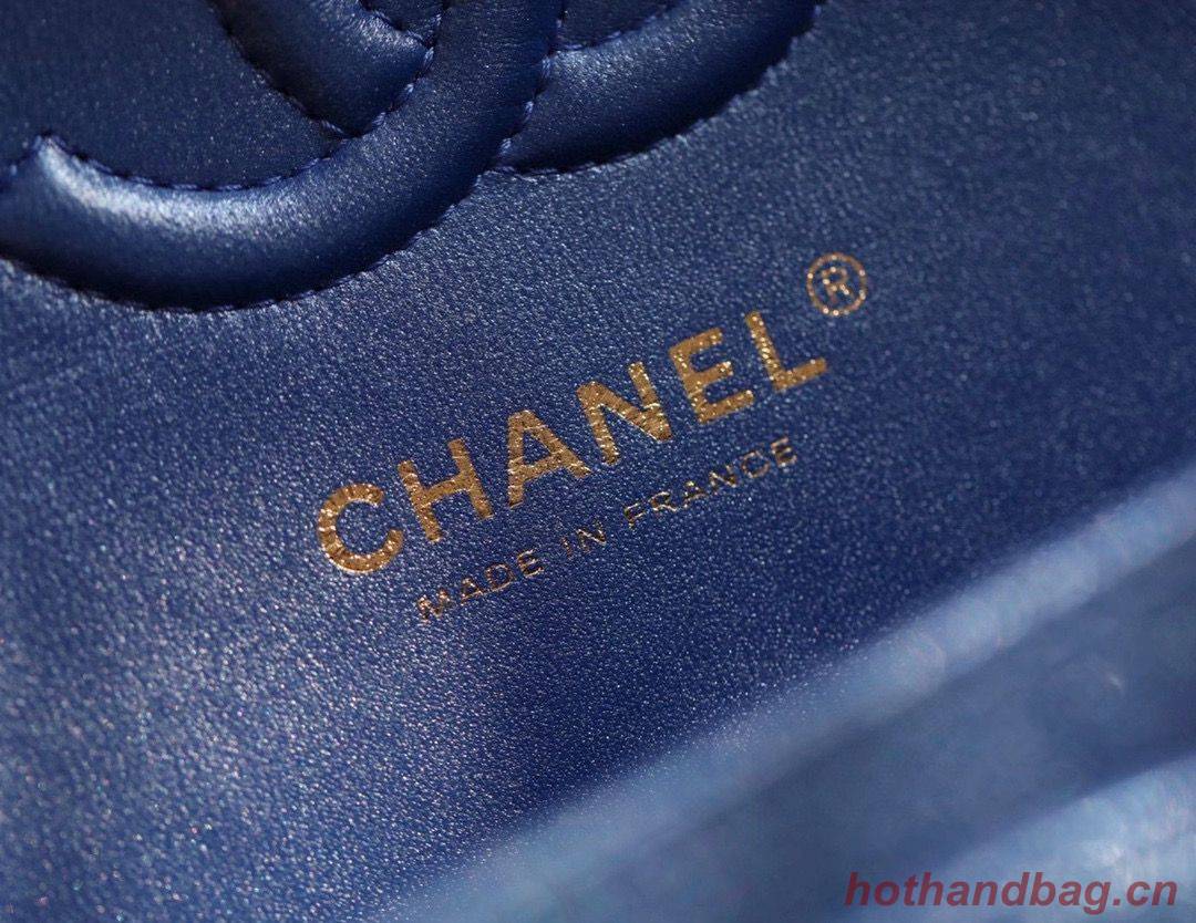 Chanel Small Classic Handbag Grained Calfskin Caviar & silver-Tone Metal A01113 Blue