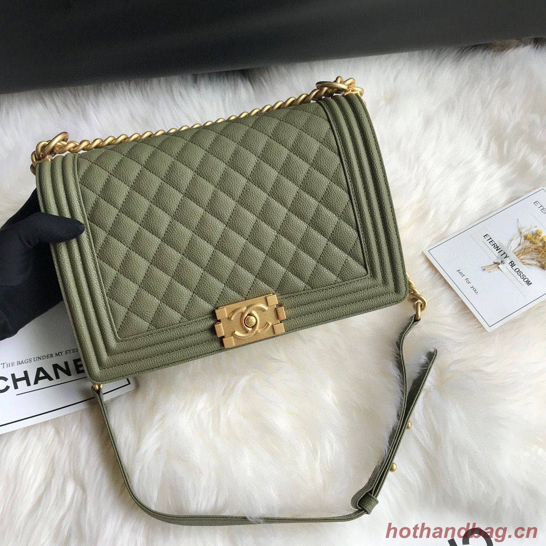 Boy Chanel Flap Bags Original Caviar Leather A67088 Dark Green