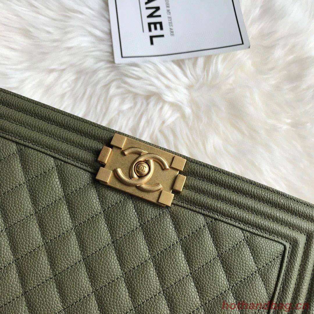 Boy Chanel Flap Bags Original Caviar Leather A67088 Dark Green