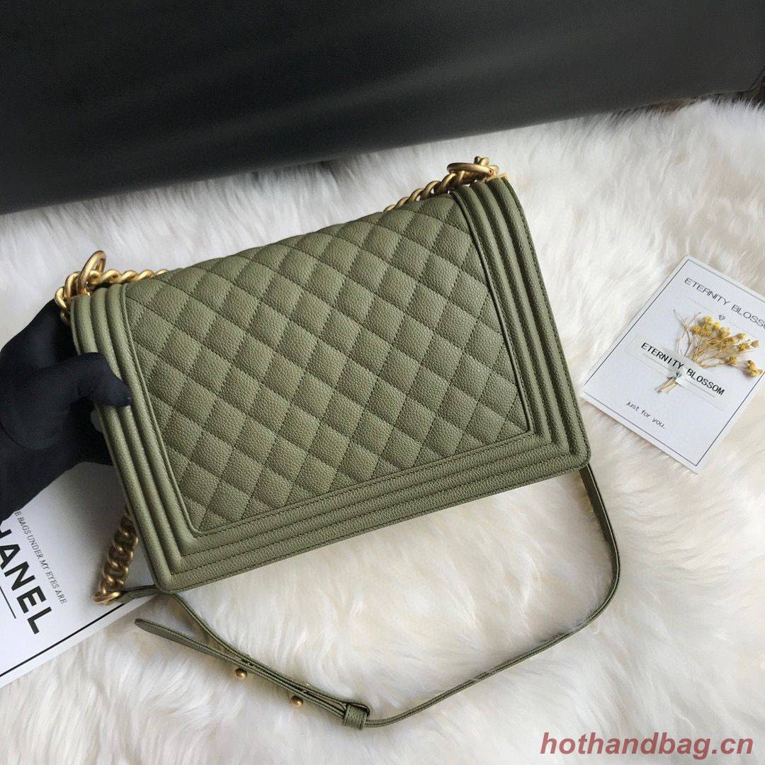 Boy Chanel Flap Bags Original Caviar Leather A67088 Dark Green