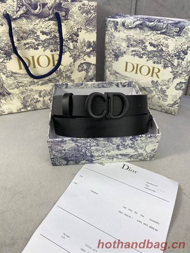 DIOR-ID BELT Raspberry Smooth Calfskin 30 MM B0110UM black