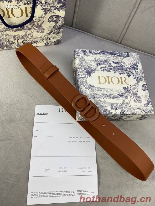 DIOR-ID BELT Raspberry Smooth Calfskin 30 MM B0110UM brown